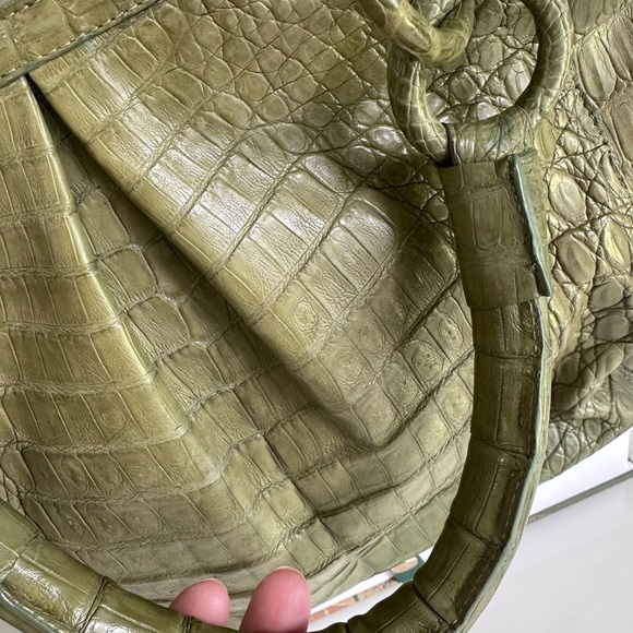 Authentic Nancy Gonzalez Cream Green Crocodile Handbag - Picture 13 of 13